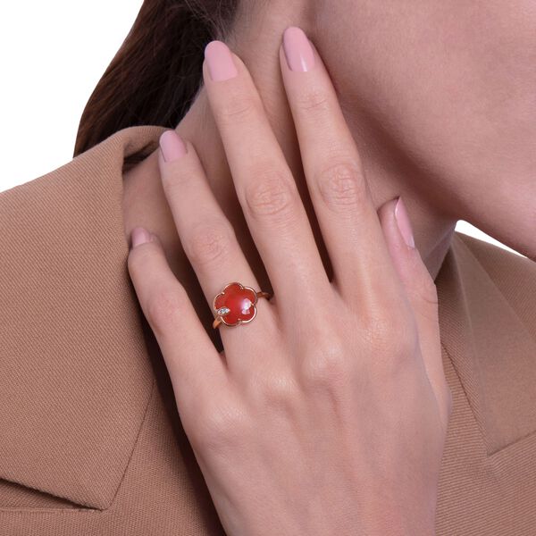 Petit Joli Rose Gold, Carnelian and Diamond Ring